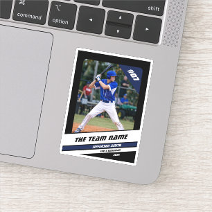 Baseball Player Custom Gift Black White Blue Sticker