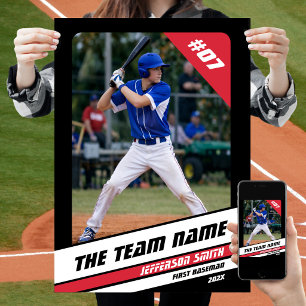 Baseball Player Custom Gift Black White Red Poster