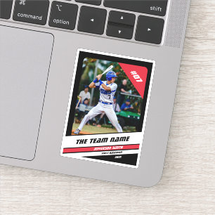 Baseball Player Custom Gift Black White Red Sticker