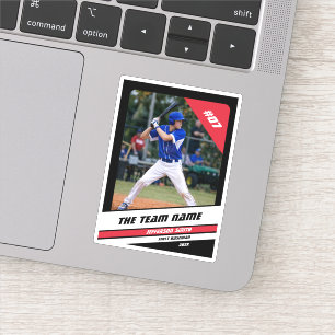 Baseball Player Custom Gift Black White Red Sticker