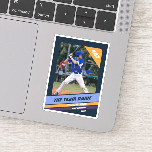 Baseball Player Custom Gift Dark Blue Yellow Sticker