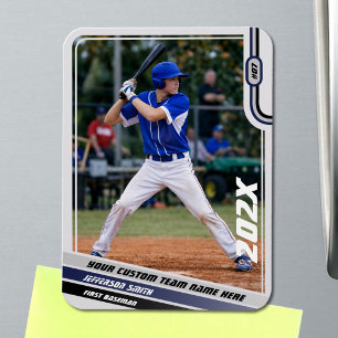 Baseball Player Custom Gift in Blue Magnet