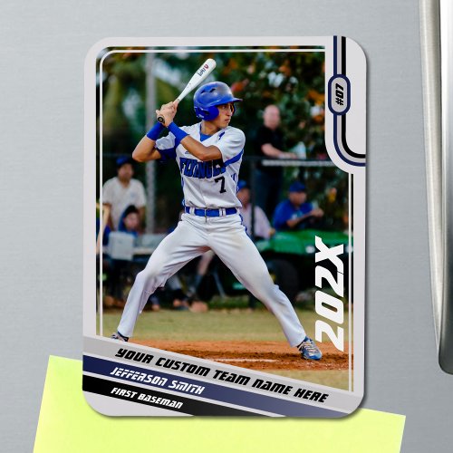 Baseball Player Custom Gift in Blue Magnet