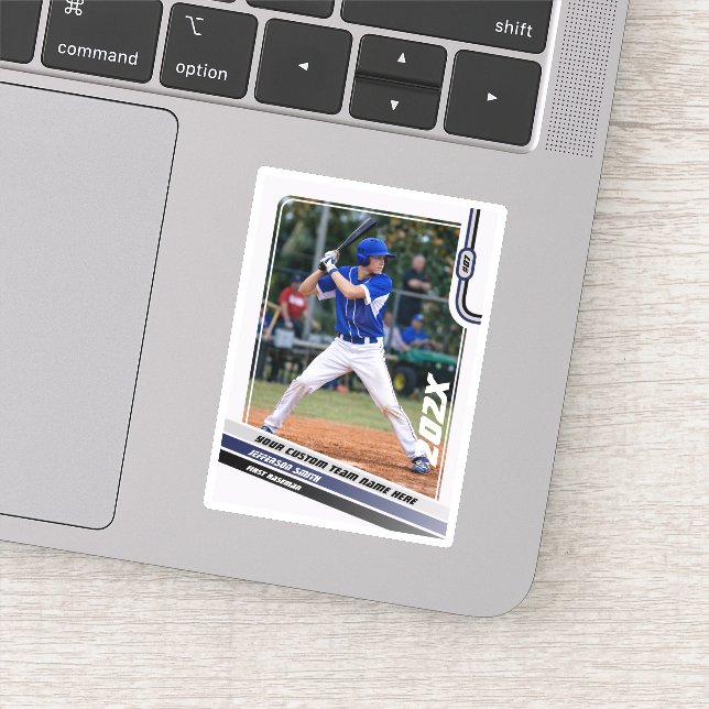 Baseball Player Custom Gift in Blue Sticker (Detail)