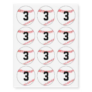 Baseball Player Custom Jersey Number or Letter Temporary Tattoos