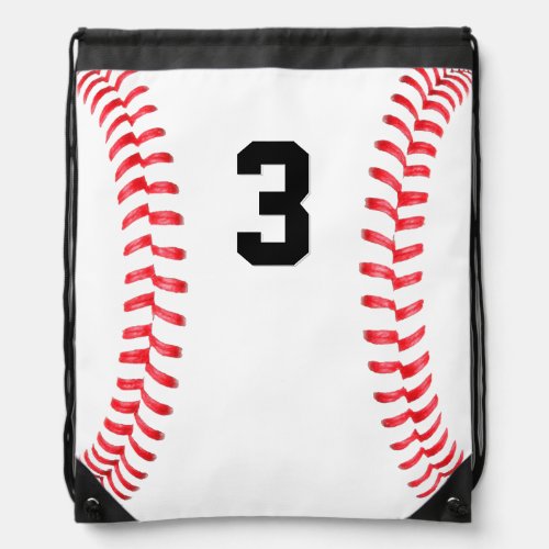 Baseball Player Custom Jersey Number Sports Drawstring Bag