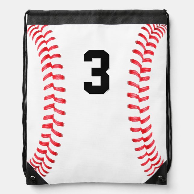 Baseball Player Custom Jersey Number Sports Drawstring Bag (Front)