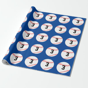 Baseball Player Custom Jersey Number & Team Color Wrapping Paper