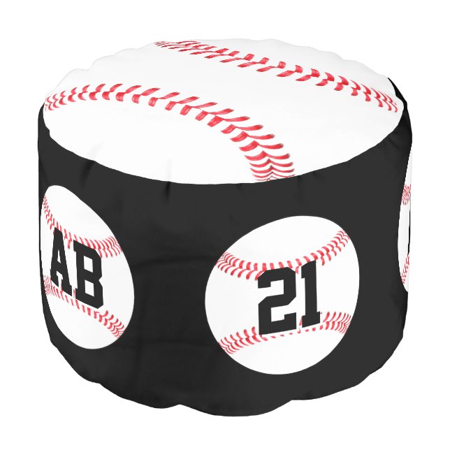 Baseball Player Custom Letters and Number Sports Pouf (Angled Front)