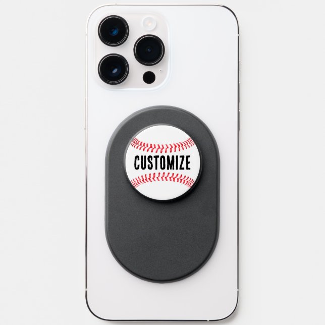 Baseball Player Custom Name or Text Personalized PopSocket (Front)