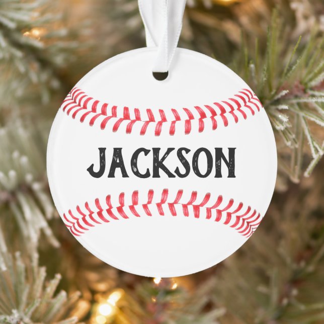 Baseball Player Custom Name Personalized Christmas Ornament (Tree)