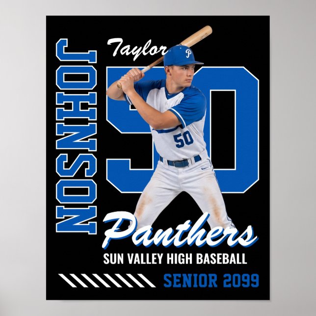 Baseball Player Custom Photo Jersey Number Poster (Front)