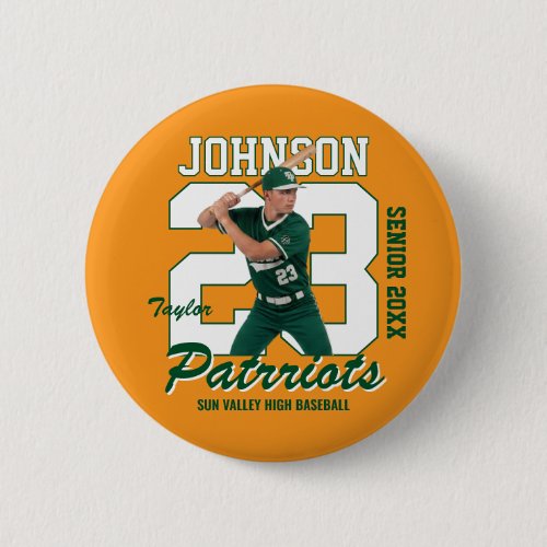 Baseball Player Custom Photo Jersey Number Sports Button