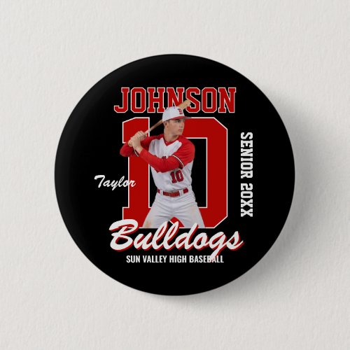 Baseball Player Custom Photo Jersey Number Sports Button