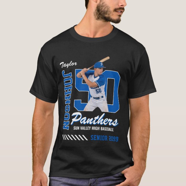 Baseball Player Custom Photo Jersey Number T-Shirt (Front)