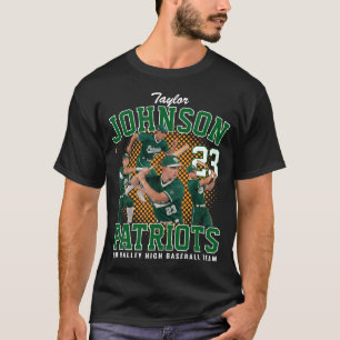 Baseball Player Custom Photo Retro Bootleg Green T-Shirt
