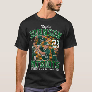 Baseball Player Custom Photo Retro Bootleg Green T-Shirt