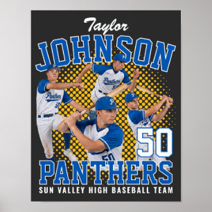 Baseball Player Custom Photo Retro Bootleg Poster