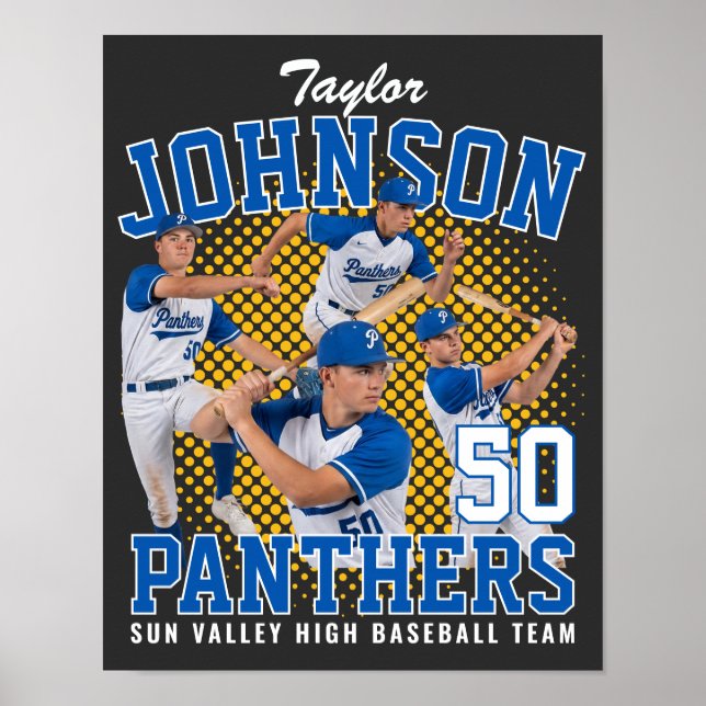 Baseball Player Custom Photo Retro Bootleg Poster (Front)