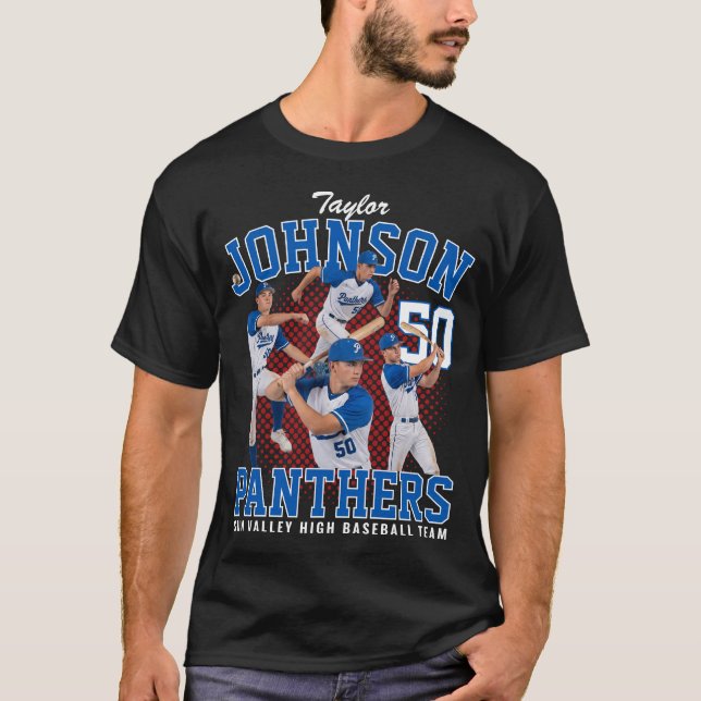 Baseball Player Custom Photo Retro Bootleg T-Shirt (Front)