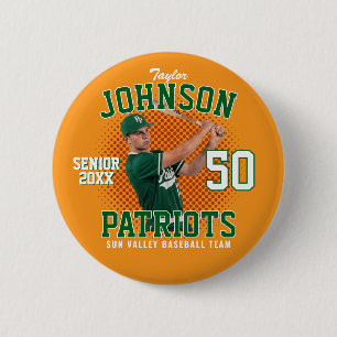 Baseball Player Custom Photo Senior Sports Day Button