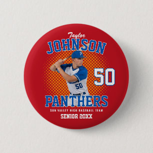 Baseball Player Custom Photo Sports Senior Day Button