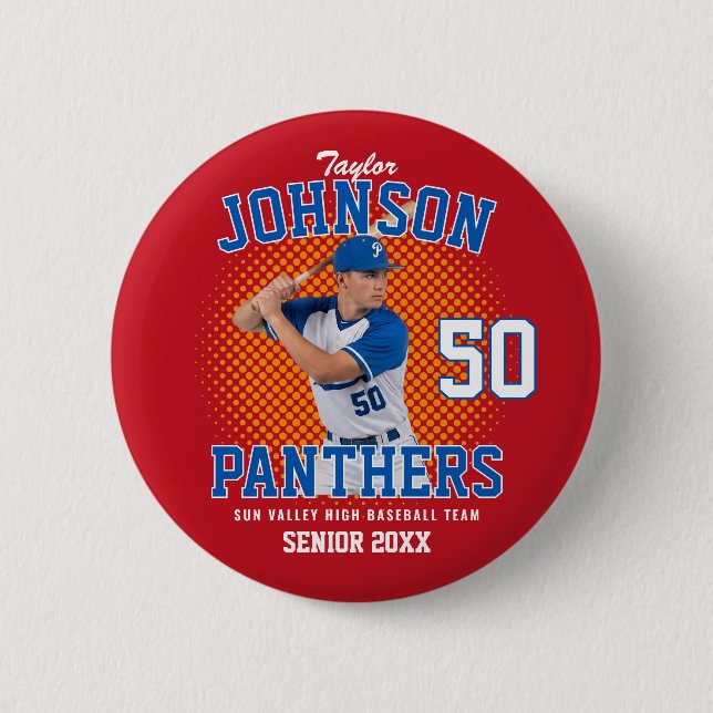 Baseball Player Custom Photo Sports Senior Day Button (Front)