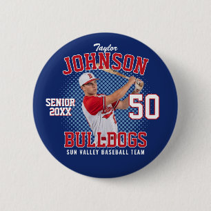 Baseball Player Custom Photo Sports Senior Game Button