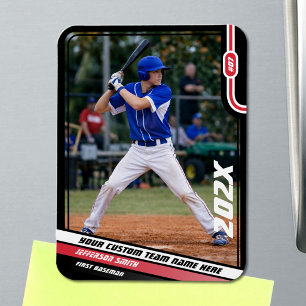 Baseball Player Custom Red Magnet