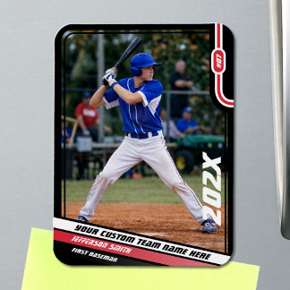 Baseball Player Custom Red Magnet