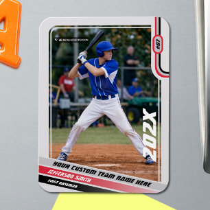Baseball Player Custom Red Magnet