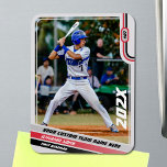 Baseball Player Custom Red Magnet<br><div class="desc">Introducing our exquisite baseball photo magnet, housed in a sophisticated light grey frame that perfectly complements the bold red and classic black elements of the design. Positioned elegantly in the top right corner, the customizable uniform number commands attention in a striking black san-serif font, adding a personalized touch to the...</div>