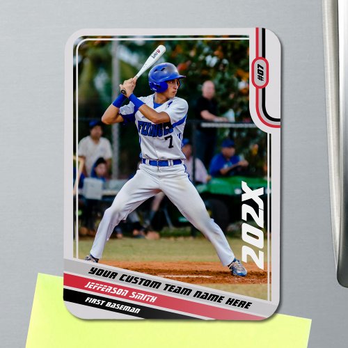 Baseball Player Custom Red Magnet