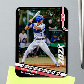 Baseball Player Custom Red Magnet