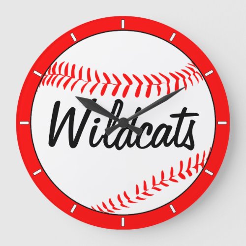 Baseball Player Custom Team Name and Color Sports Large Clock