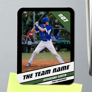 Baseball Player Customizable Black Green Magnet
