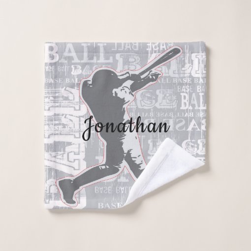 Baseball Player Design Bath Towel Set Zazzle