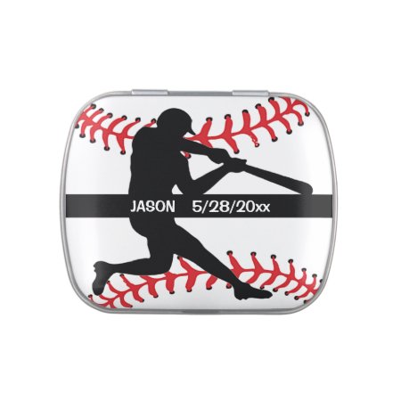 Baseball Player Design Party Favor Jelly Belly Candy Tin