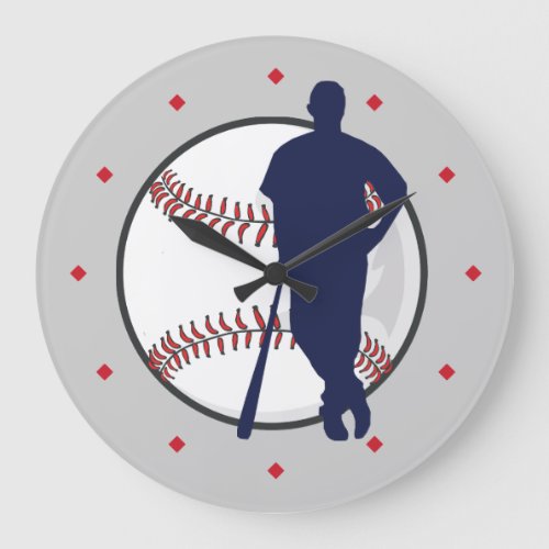 Baseball Player Diamond Marker Large Clock