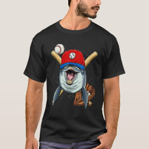 Baseball Player Dolphin Whale Pitcher Catcher Base T-Shirt