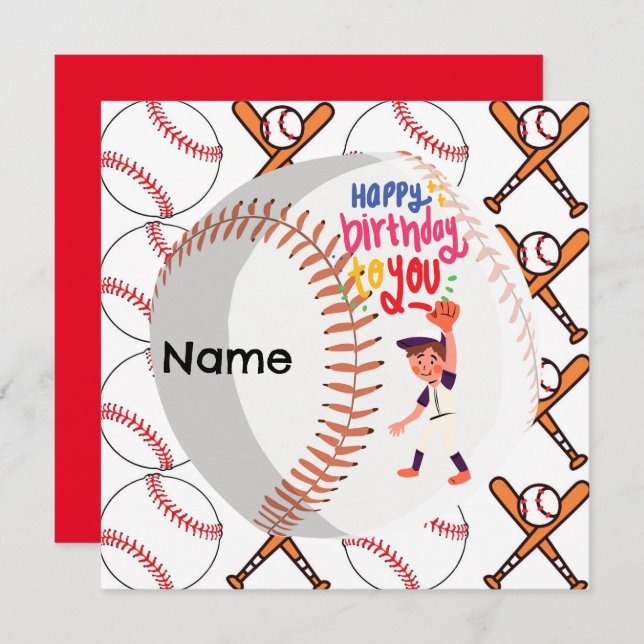 Baseball  Player for Birthday Greeting (Front/Back)