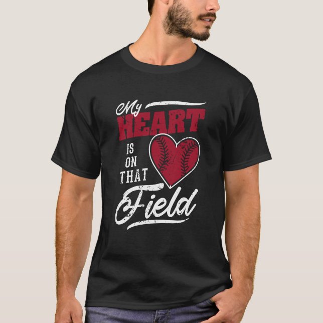 Baseball Player Funny Sport Love My Heart T-Shirt (Front)
