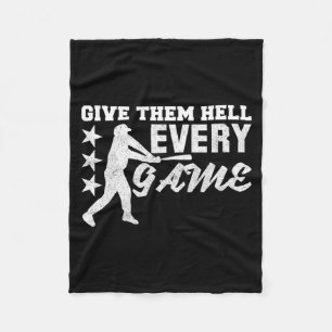 Baseball Player Give Hell Every Illustration Fleece Blanket