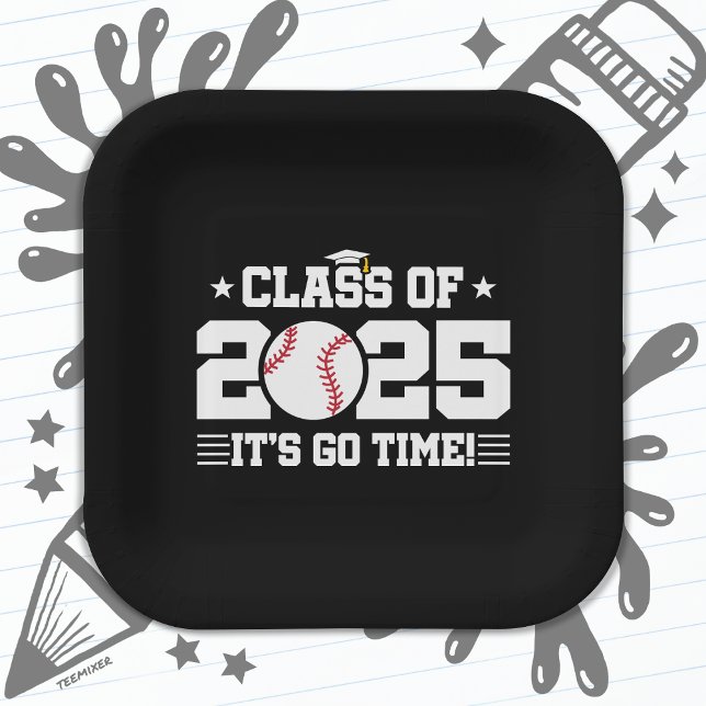Baseball Player Graduation Class of 2025 Senior Paper Plates (Creator Uploaded)