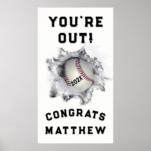 Baseball Player Graduation Poster (Front)