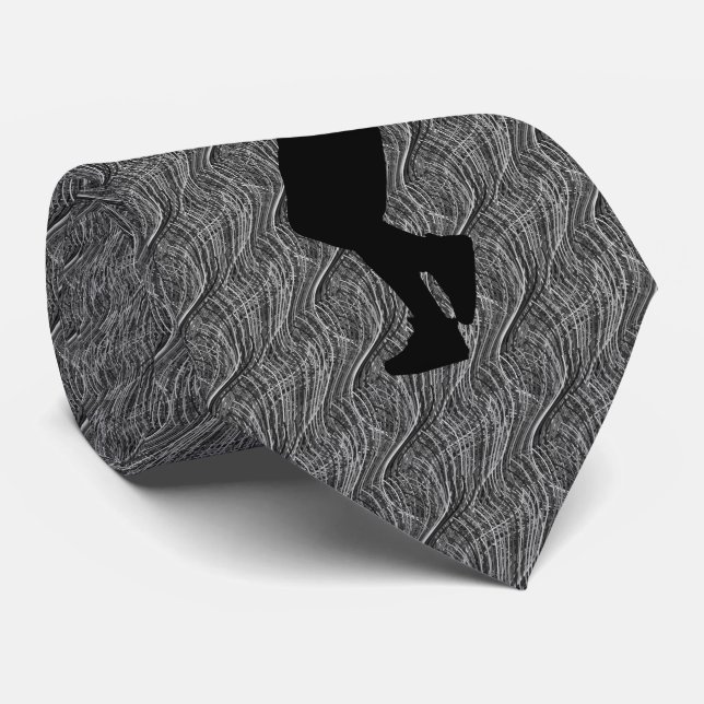 BASEBALL PLAYER GRAY UNIQUE NECK TIE (Rolled)