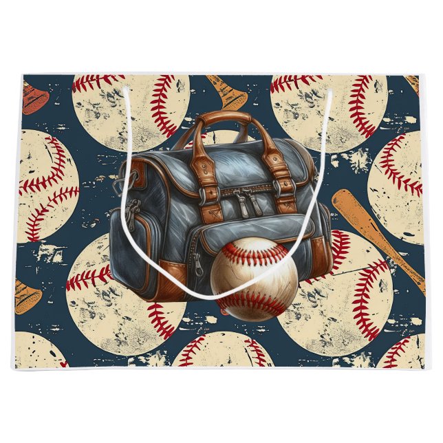 Baseball player heart shape  Valentine's Day love Large Gift Bag (Front)