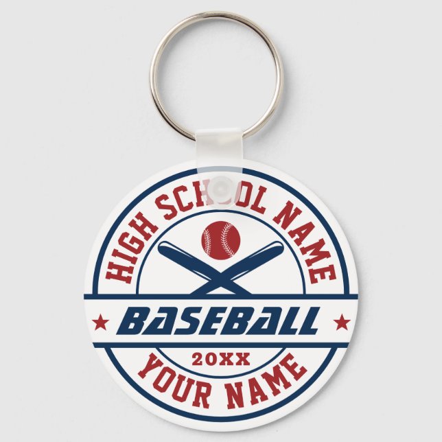 Baseball Player High School Sports Keychain (Front)