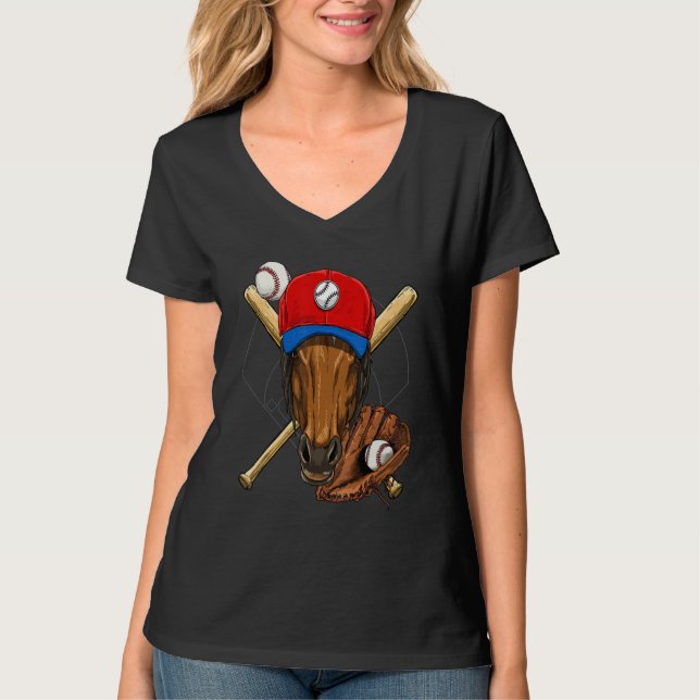 Baseball Player Horse  Pitcher Catcher Baseball Co T-Shirt (Front)