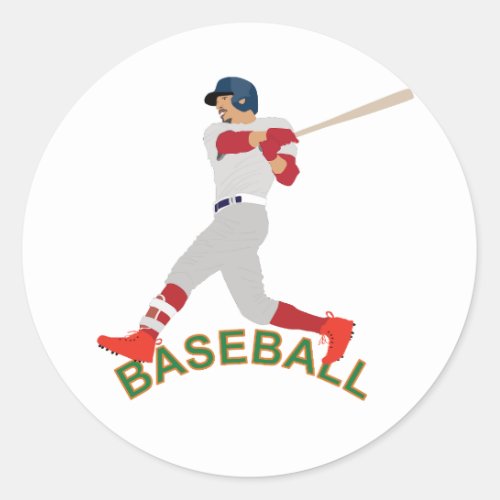  Baseball player in action Classic Round Sticker